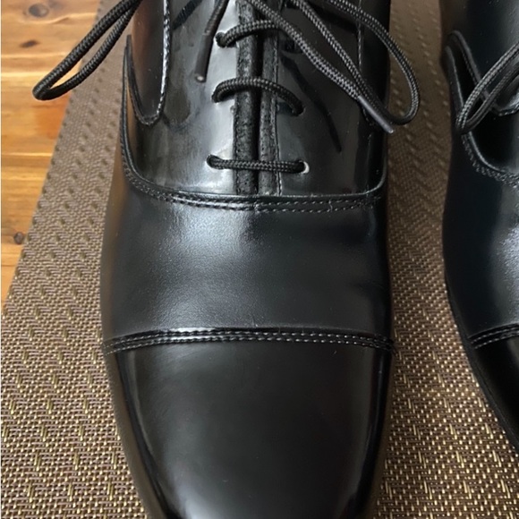 Men’s Black Leather/Black Patent Latin Dance / tuxedo dress shoes - Picture 5 of 14